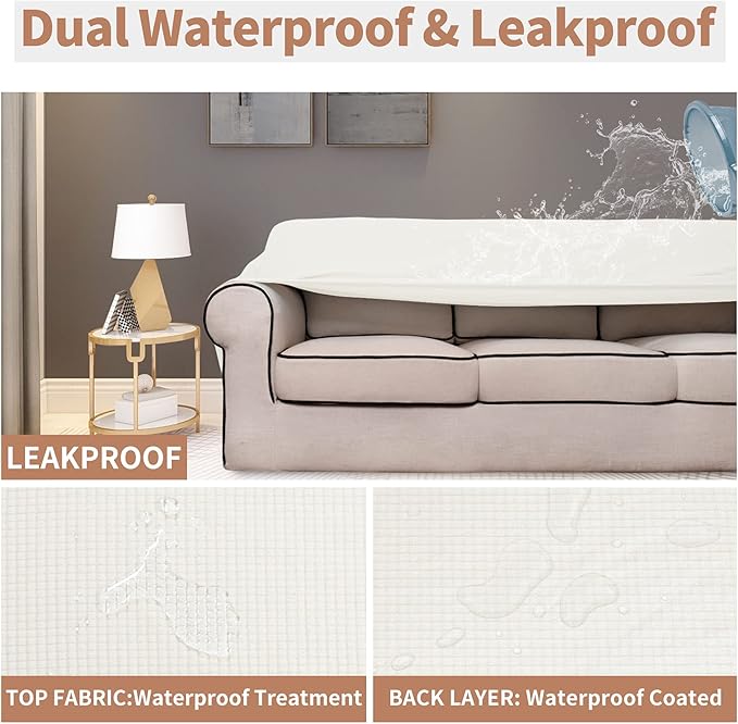 Easy-Going 100% Waterproof Oversized Loveseat Couch Cover, Dual Waterproof Sofa - Image 3