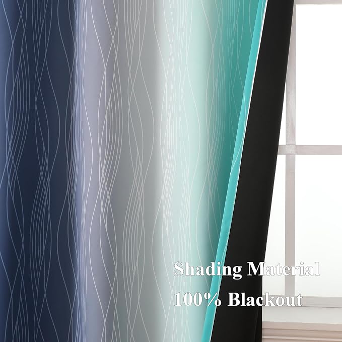 Estelar Textiler Teal and Navy Blue Blackout Curtains - Image 5