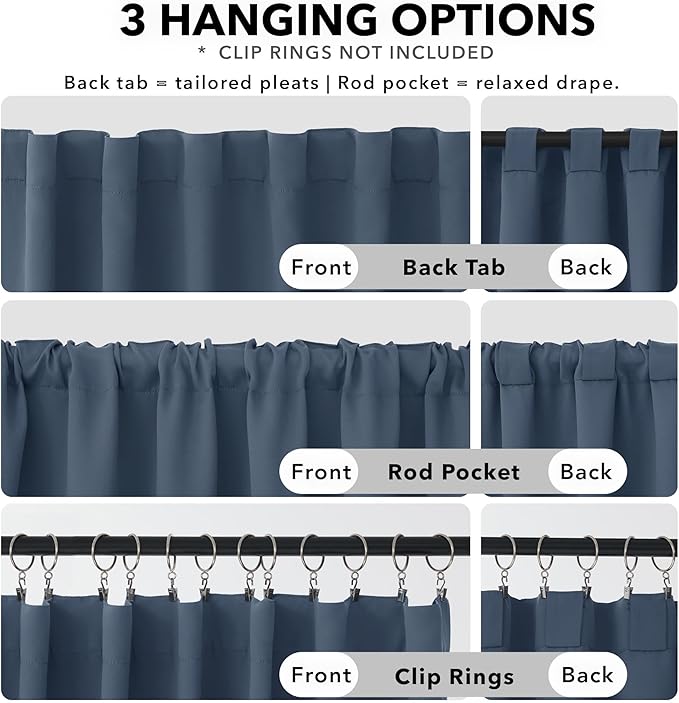 Deconovo Blackout Curtains, Thermal Insulated, W70 x L95 2 Panels, Back Tab - Image 2