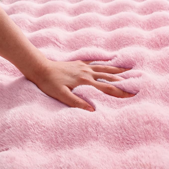 Pink Rabbit Plush Rug 2'x6', Fluffy Shaggy Area Rug - Image 7
