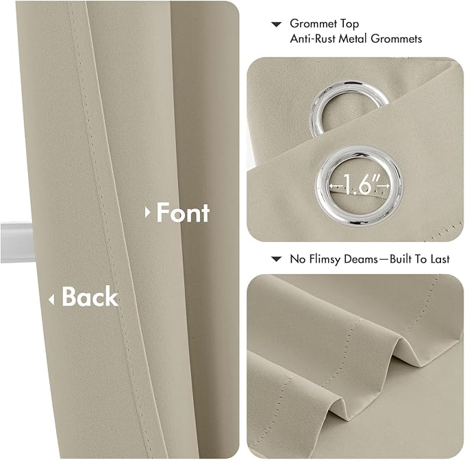 MIULEE Blackout Curtains for Bedroom 2 Panels 40 x 84 Inch Long Sand | Thermal - Image 4