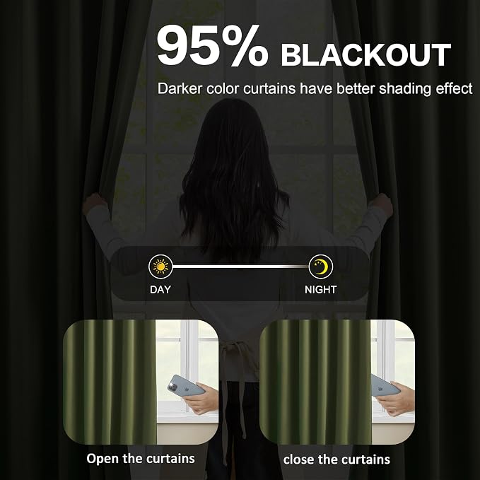 Dark Olive Pinch Pleated Curtains 45 Inches Long - Image 7