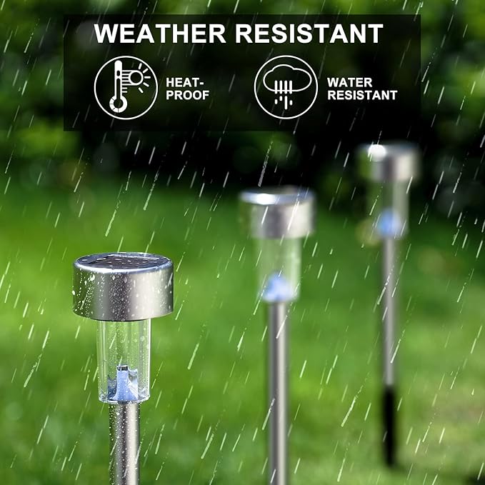 Solar Lights Outdoor Waterproof, Stainless Steel LED Landscape Lighting, Solar Garden Lights Solar Powered, Outdoor Solar Lights for Yard, Pathway, Walkway, Patio, Lawn - 16 Pack (Warm White)