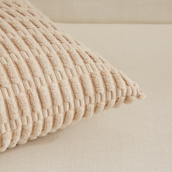 Fancy Homi 4 Packs Neutral Decorative Throw Pillow Covers 22x22 Inch - Image 4