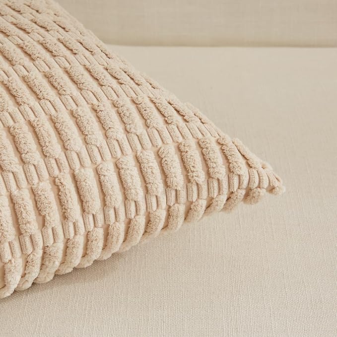 Fancy Homi 4 Packs Neutral Euro Decorative Throw Pillow Covers 28x28 Inch - Image 4