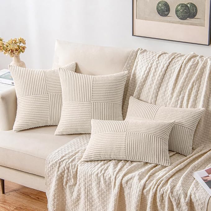 MIULEE Beige Decorative Throw Pillow Covers 16x16 Inch - Image 4