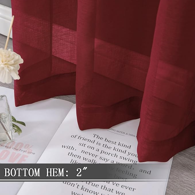 Tollpiz Short Sheer Curtain Living Room Linen Textured Curtains Sheer Light - Image 4