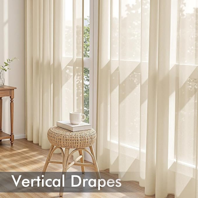 MIULEE Cream Sheer Curtains 90 Inches Long 4 Panels 42 x 90 Inches | Light - Image 5