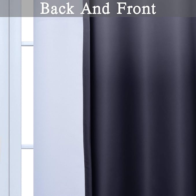 Gradient Color Ombre Blackout Curtains Black Thickening Polyester Eyelet Top - Image 4
