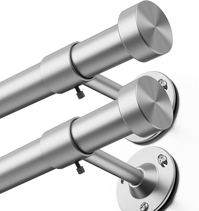 YaFex 2 Pack Heavy Duty Curtain Rods 32-90 Inch, 1 Inch Adjustable Curtain Rod by YaFex