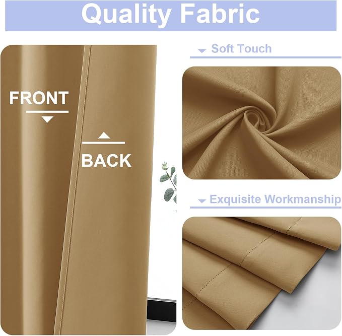 Simplebrand Ava Gold Short 36 Inches Blackout Curtain 2 Panels Set, Half Window - Image 2