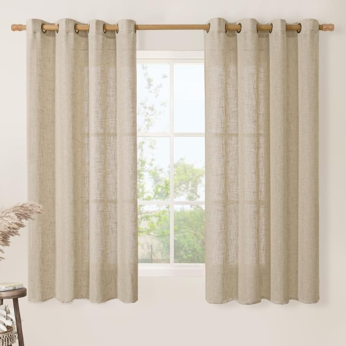LAMIT Linen Blended Window Curtains 63 inch Length by LAMIT