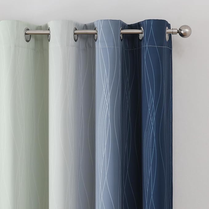Estelar Textiler Sage Green and Navy Blue Blackout Curtains - Image 4
