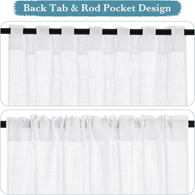 RYB HOME Sheer Curtains 108 inches, Extra Long Floor to Ceiling Curtains | - Image 2