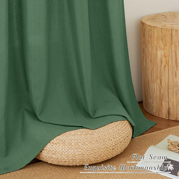 NICETOWN Thick Linen Olive Green Curtains & Drapes, Grommet Linen Blend Privacy - Image 6