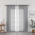 OWENIE Grey Sheer Curtains 72 Inches Long 2 Panels, Transparent Voile Sheer by OWENIE
