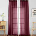 Burgundy Sheer Curtains for Windows 108 inches Long 2 Panels Set, Soft by Home