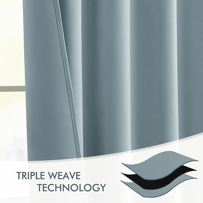 MIULEE Slate Blue Back Tab Blackout Curtains 52x102 Inch Long 2 Panels Set | - Image 7