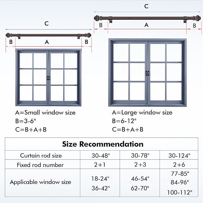 Curtain Rods for Windows 36-124 inch, 5/8 inch Bronze Curtain Rod - Image 4