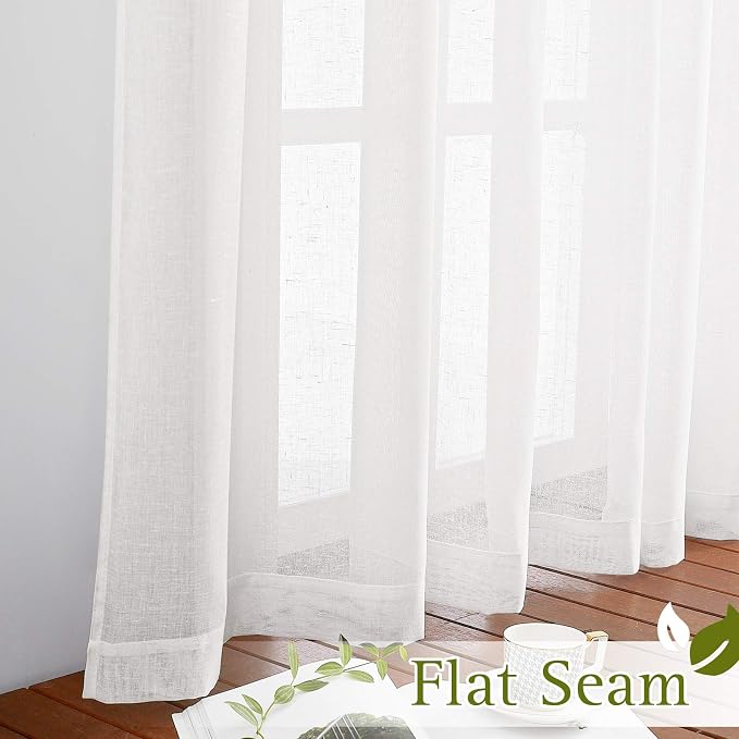 NICETOWN Linen Textured White Sheer Curtains - Image 6