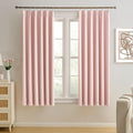 Pinch Pleated Pink Blackout Curtains Short 2 Panels Set 45 Inch Length by KEQIAOSUOCAI