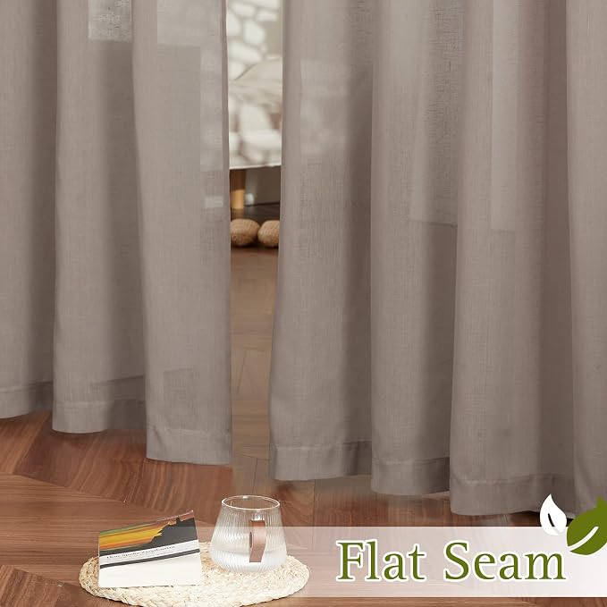 NICETOWN Sheer Linen Curtains for Windows 84 inch Length, Grommet Semi Balance - Image 6