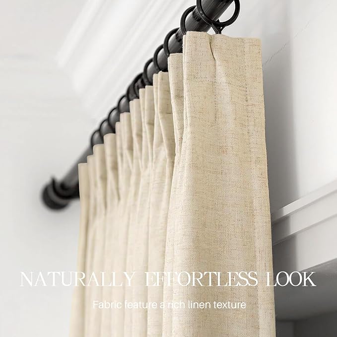 AUSSPVOCT Pinch Pleated 95 Inch Linen Curtains 100% Blackout - Image 5