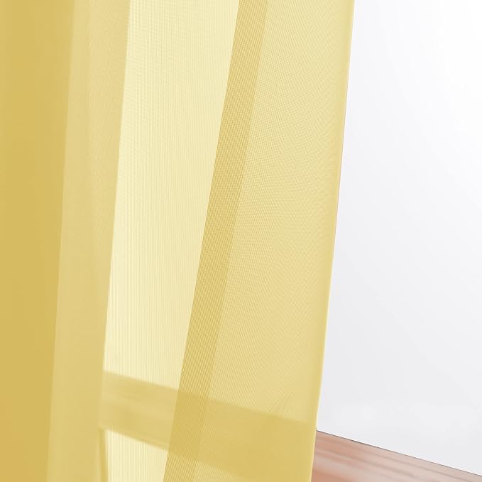 Gold Sheer Curtains 96 Inch Length 2 Panels Set, Elegant Sheer Curtains - Image 8