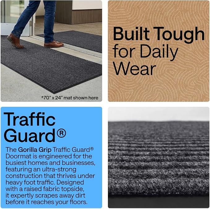 GORILLA GRIP Waterproof Traffic Guard Door Mat, 35x23 2 Pack Indoor Outdoor - Image 3