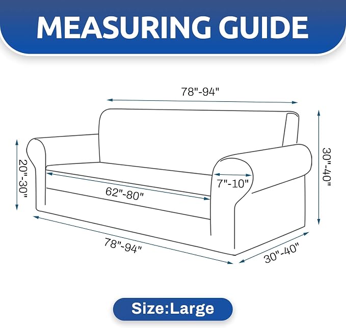 Stretch Couch Covers for Sofa, 3 Cushion Couch Slipcover, Hunter | 1-Piece - Image 4