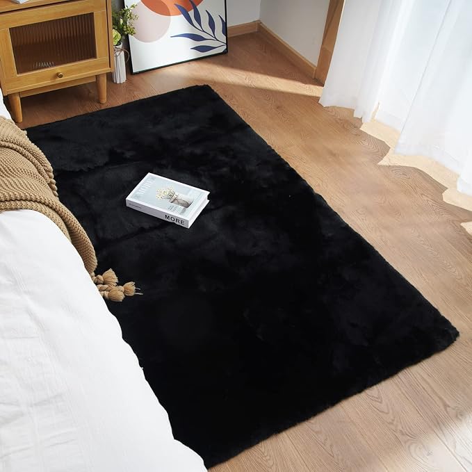 Ghouse Ultra Soft Faux Rabbit Fur Rug, Machine Washable Area Rugs - Image 2