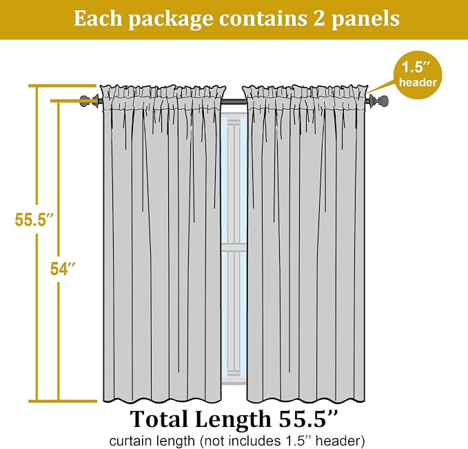 OWENIE Lime Sheer Curtains for Bedroom Living Room 54 Inch Length 2 Panels Set - Image 2