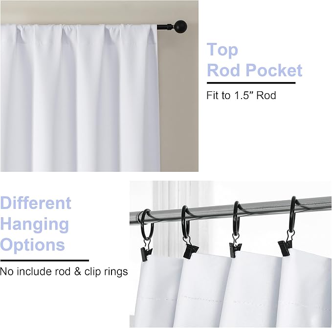 Simplebrand Ava Pure White Curtains 36 Inches Long 2 Panels, Light Filtering - Image 4