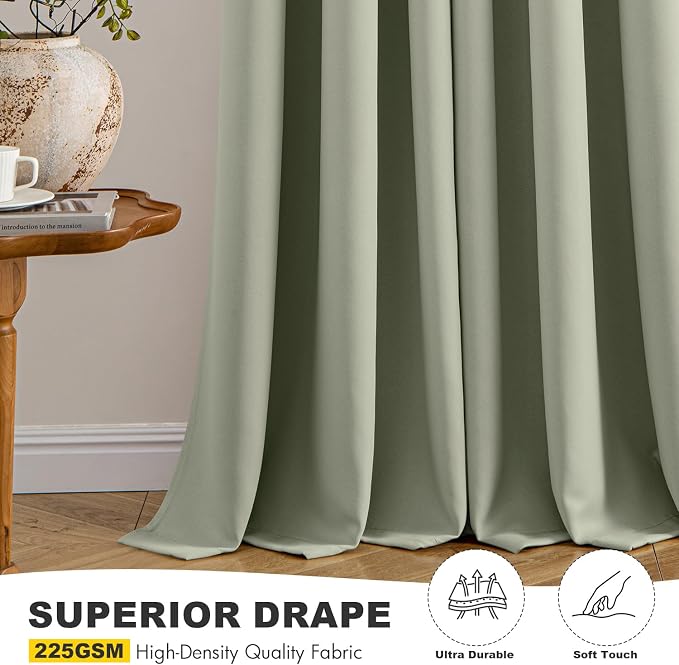 MIULEE Blackout Curtains for Bedroom 2 Panels 40 x 72 Inch Long Sage Green | - Image 5