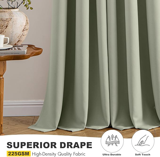 MIULEE Blackout Curtains for Bedroom 2 Panels 40 x 63 Inch Long Sage Green | - Image 5