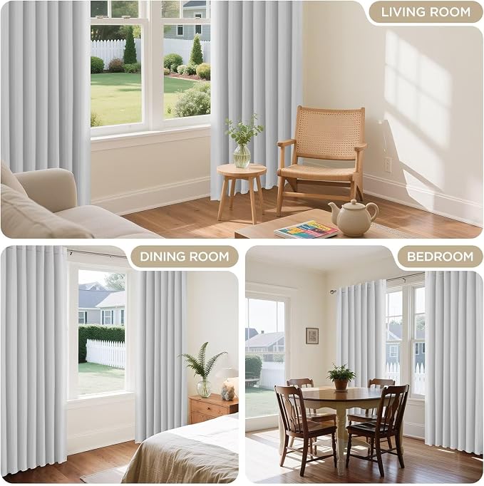 Joydeco 108 Inch 60% Blackout White Curtains 2 Panels, Elegant Soft Sheer - Image 7