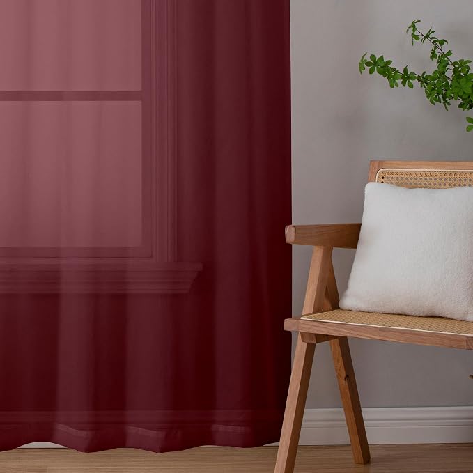Aiyufeng Sheer Curtains Burgundy Red - Image 8