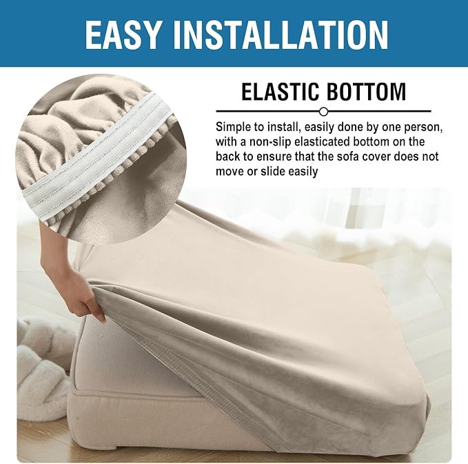Couch Cover Stretch Velvet Sofa Cushion Cover 1-Piece - Image 6