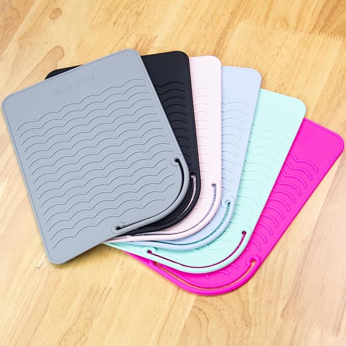 ANGENIL Silicone Heat Mat for Hair Tools - Flat Iron and Curling Iron Pad, Heat-Resistant Travel Case, 9" x 6.5"
