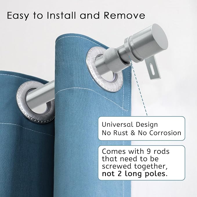 Byondeth Curtain Rods for Windows 16 to 144 Inches Adjustable Length 1 Inch - Image 2