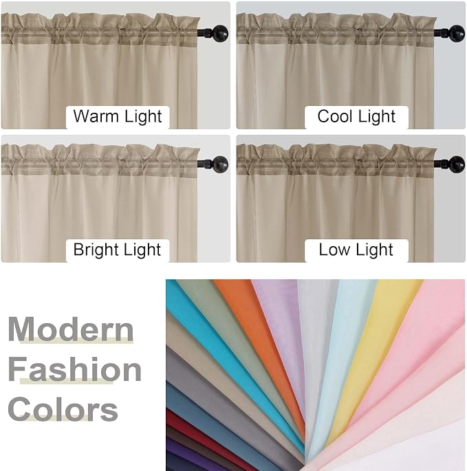 Cafe Curtains 36 Inch Length Tier 2 Pieces, Modern Soft Airy Sheer Kitchen - Image 5