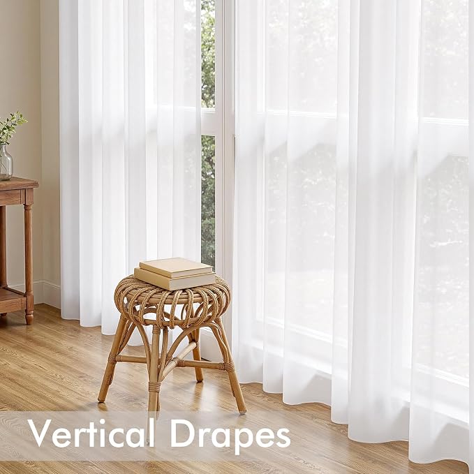 MIULEE 4 Panels White Extra Wide Sheer Curtains 59 x 84 Inches | Light Filtering - Image 5