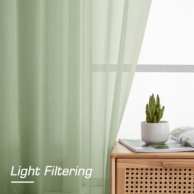 Sheer Curtains 84 inches Long 2 Panels Set - Image 3