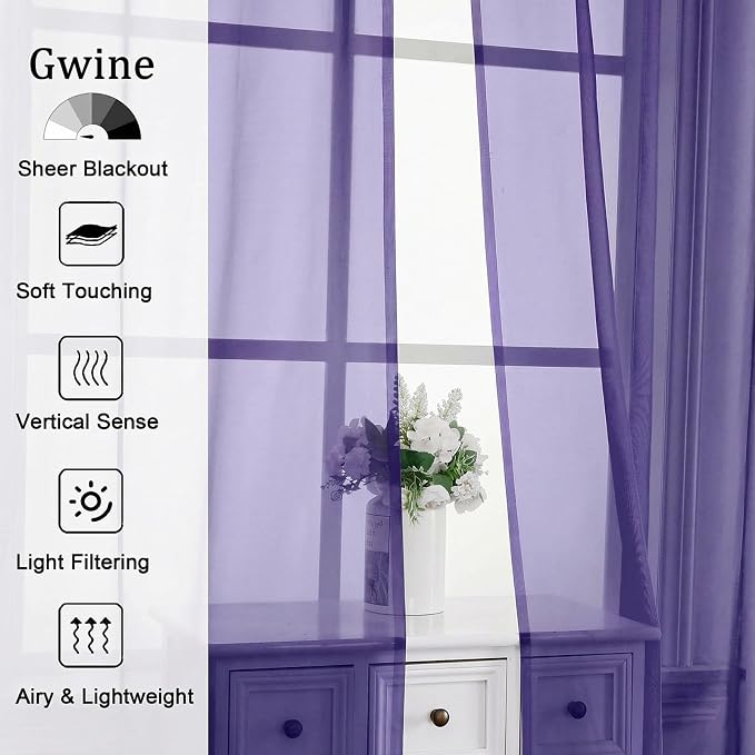 Gwine Short Kitchen Sheer Curtains 36 Inch Length - Image 4