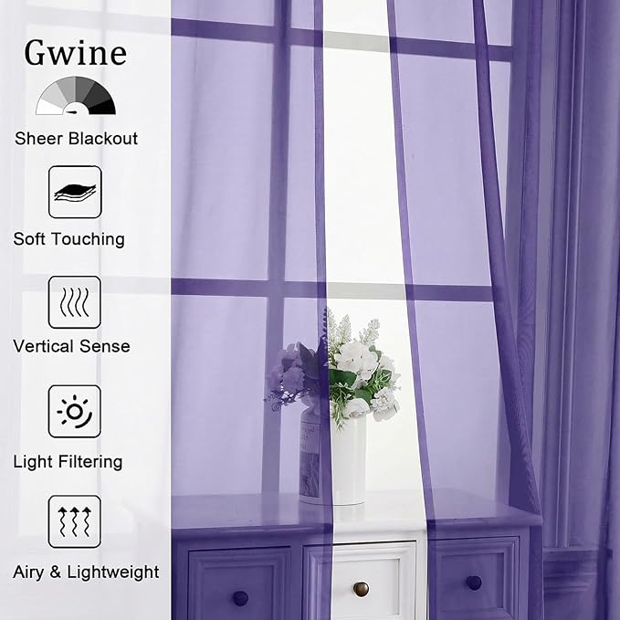 Gwine Short Kitchen Sheer Curtains 30 Inch Length - Image 4