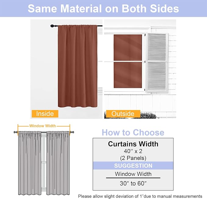 Simplebrand Ava Terracotta Short 36 Inches Blackout Curtain 2 Panels Set - Image 8