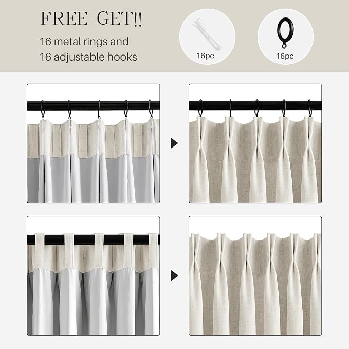 Pinch Pleated Linen Curtains 100% Blackout 84 Inches Long - Image 4