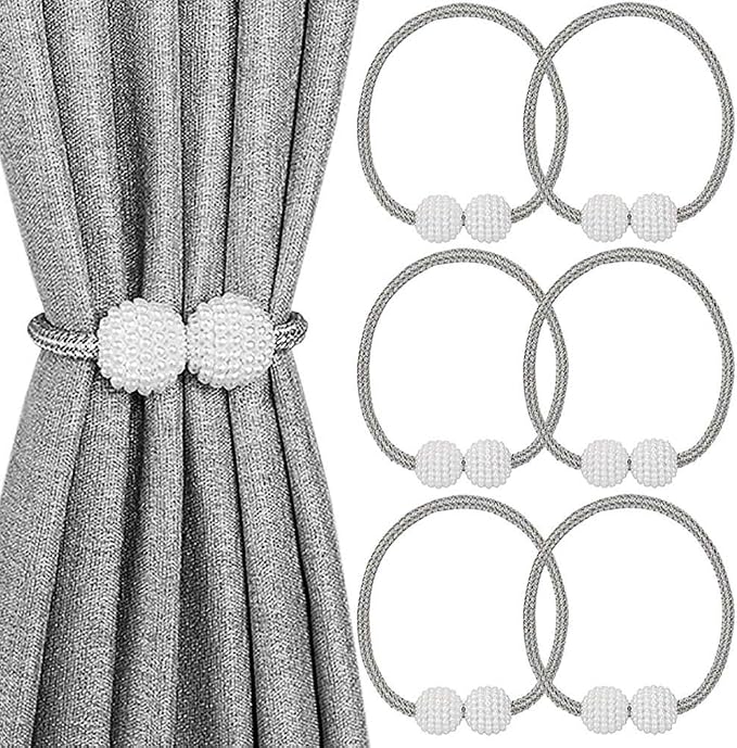 Melaluxe 6 Pack Magnetic Curtain Tiebacks, Decorative Curtain Holdbacks by Melaluxe