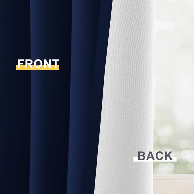 Yakamok Navy Blue 100% Blackout Curtains 84 Inches Long 50" Wide, 2 Panels | - Image 6