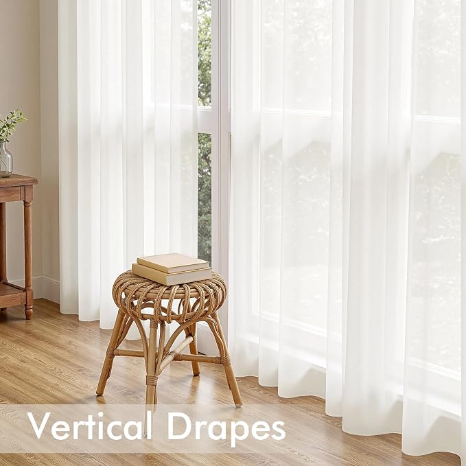 MIULEE Ivory Sheer Curtains 90 Inches Long 4 Panels 42 x 90 Inches | Light - Image 5